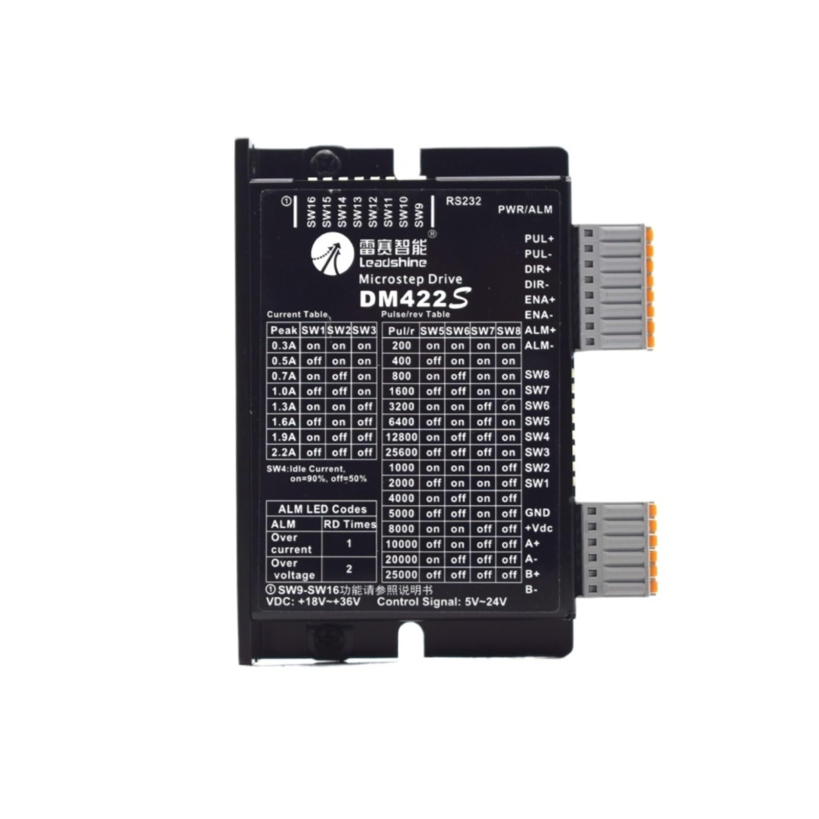 EKFBQBGW 2Phase Stepper electronic starter Driver DM422S Supply Voltage 18-48VDC Output 0.3-2.2A Current
