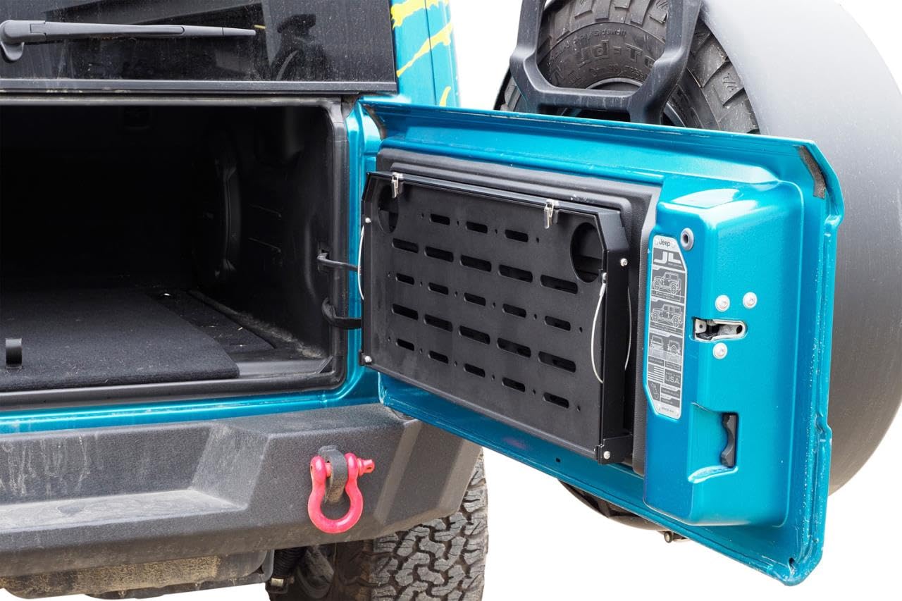 Mesa de almacenamiento plegable portón trasero negro chapa de acero para portón trasero mesa Offroad adecuado para vehículos todoterreno