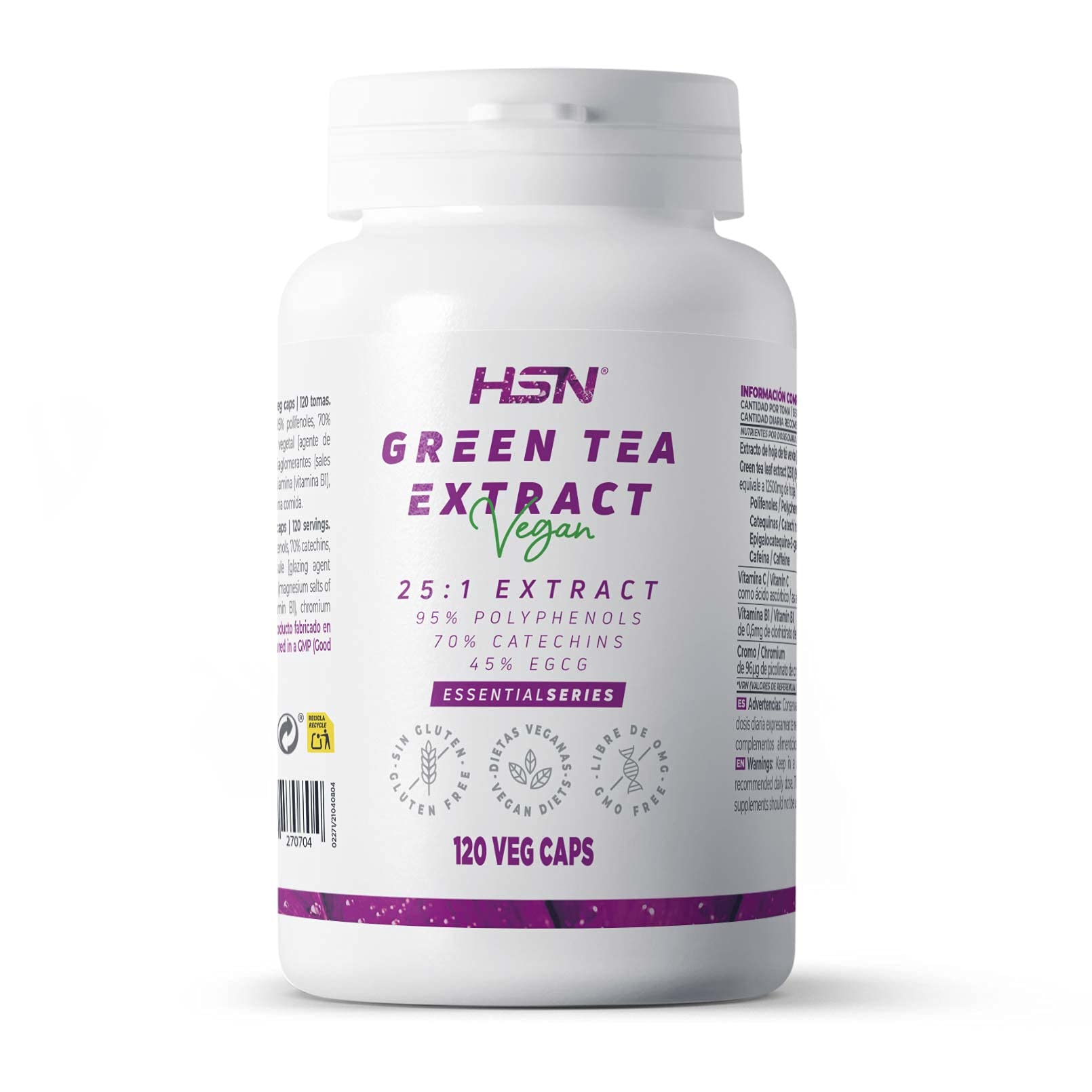 HSN Green Tea (25:1) Extract 500mg | Weight Support | Energy - 120 veg caps