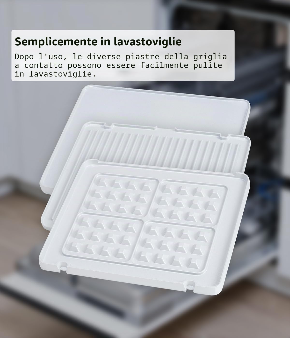 Genius Chef - Griglia elettrica a contatto, in acciaio inox, per panini, bistecche, piastre rimovibili, tostapane per sandwich, con 2 piastre, set da 6 pezzi, colore: Grigio