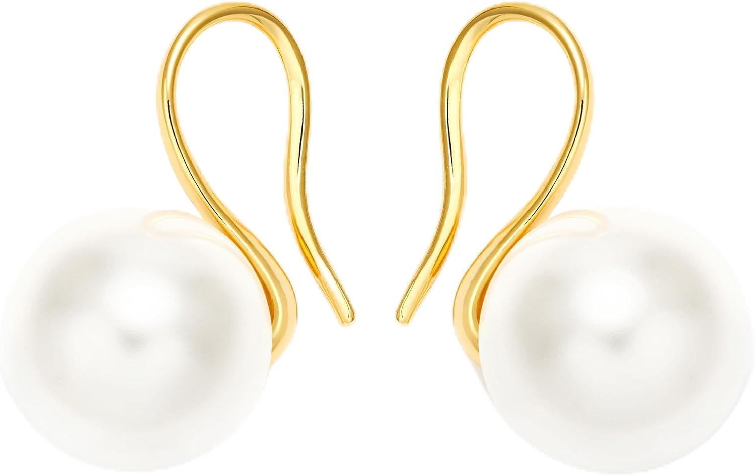 Pearl Earrings for Women 18K Gold Plated Huggie Hoop Earrings with Pearls AAAA+ Elegant Leverback Dangle Pearl Earrings Handpicked Hypoallergenic Drop Stud Earrings