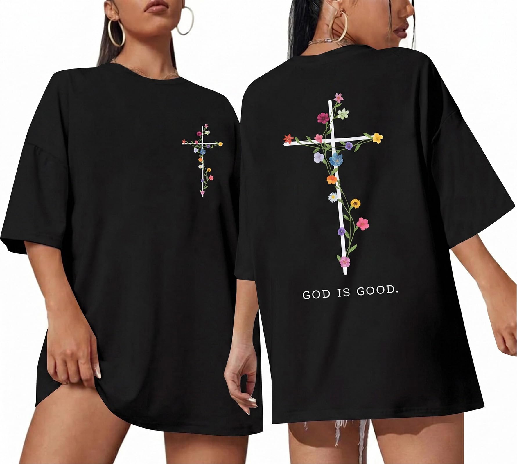Christian Shirts for Women God is Good Shirt Oversized Jesus Faith Tshirt | Christian T Shirts Women God is Good All The Time Tops Jesus Shirt Tshirt Bible Verse Tees Oversized Graphic Tee