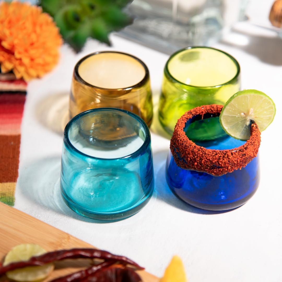 メキシコ　手作りガラス食器　全41点 Amazon | メスカル&テキーラの飲みグラス - 4個セット | メキシコの