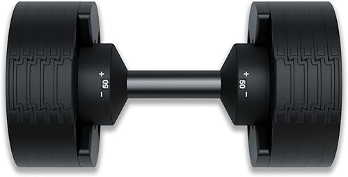 Matrix Fitness DB50 - Mancuernas ajustables de 50 libras Ajustes rápidos para entrenamiento de fuerza y HIIT Reemplaza 10 pares de mancuernas,