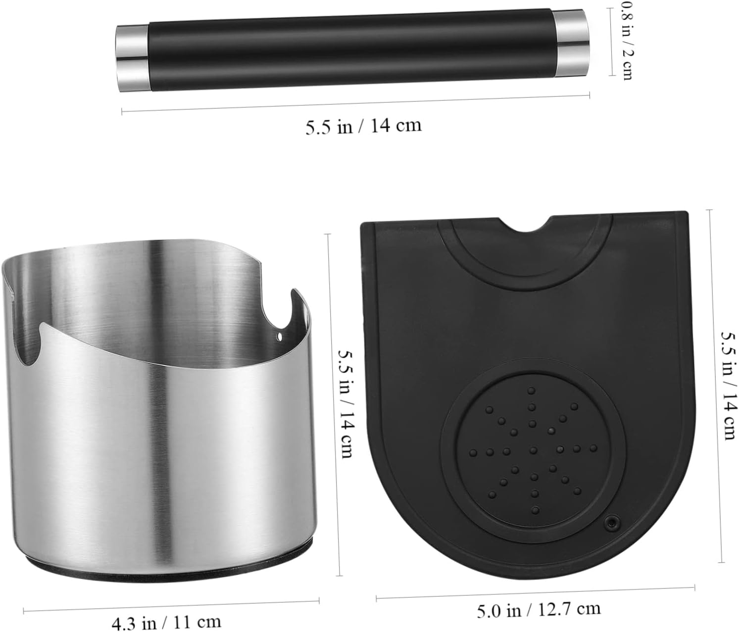Coffee Canister Scoop Knock Boxes with Large Bin Stainless Steel Accessories