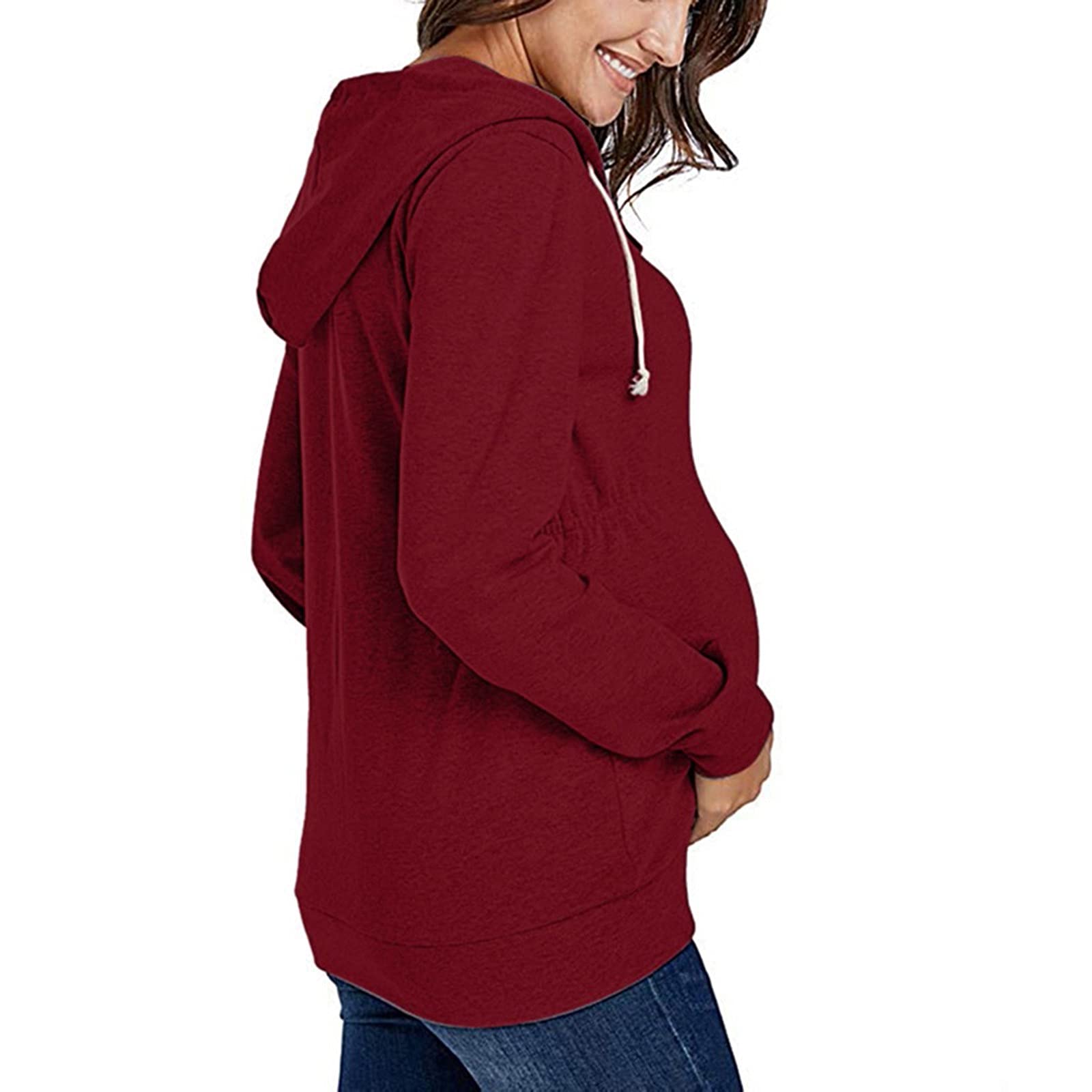 Damen Schwangere Jacke Sweatshirt Umstandspullover Stillen Hoodie Langarm Umstandsmode Stillpullover Kapuzenpullover Langarmshirt Stilloberteil Schwangerschaft