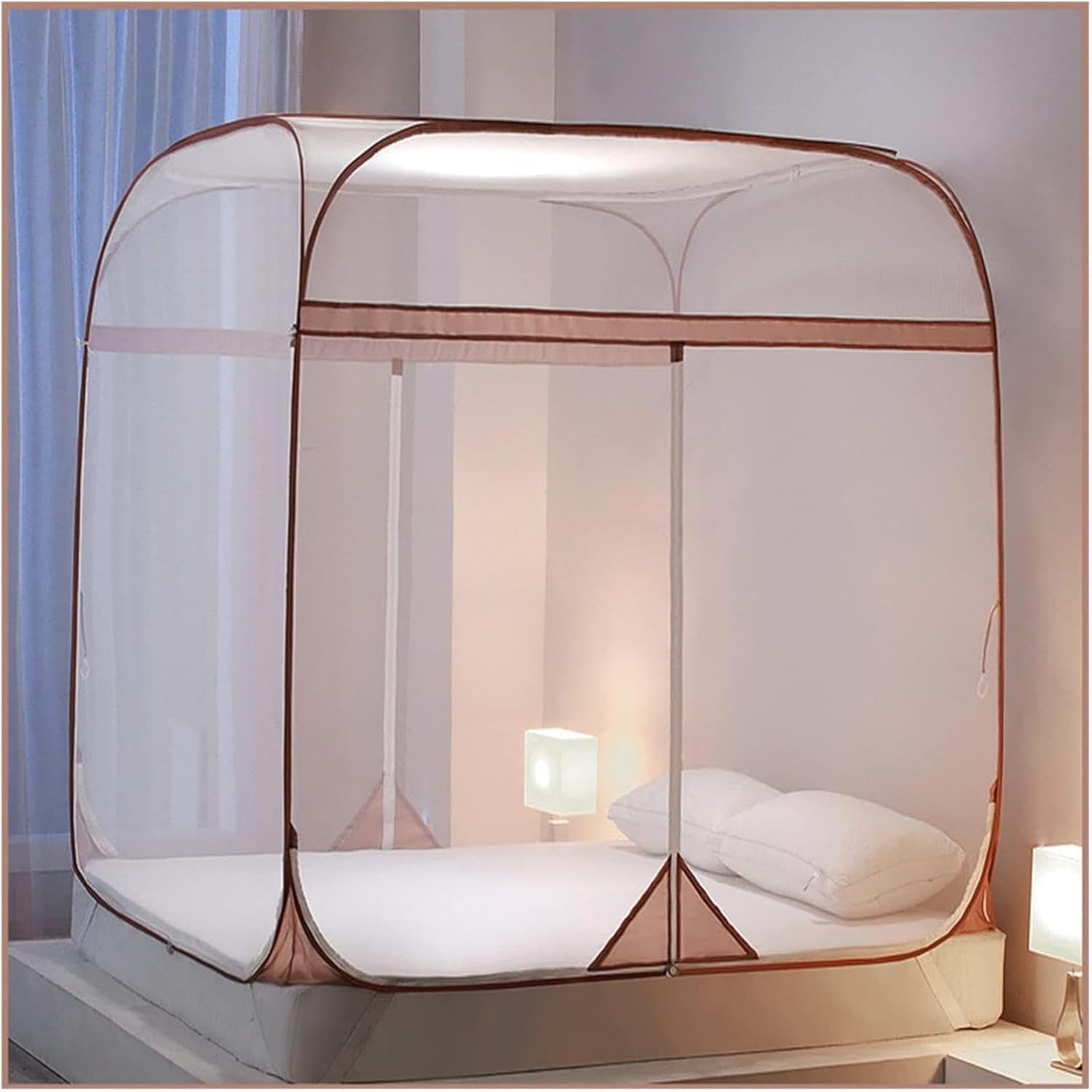 Elegant Square Bed Canopy Netting, Princess Mosquito Net Play Tent for Girls & Adults, Breathable Zipper Closure Romantic Room Decor (Green 1.8 * 2.2m)