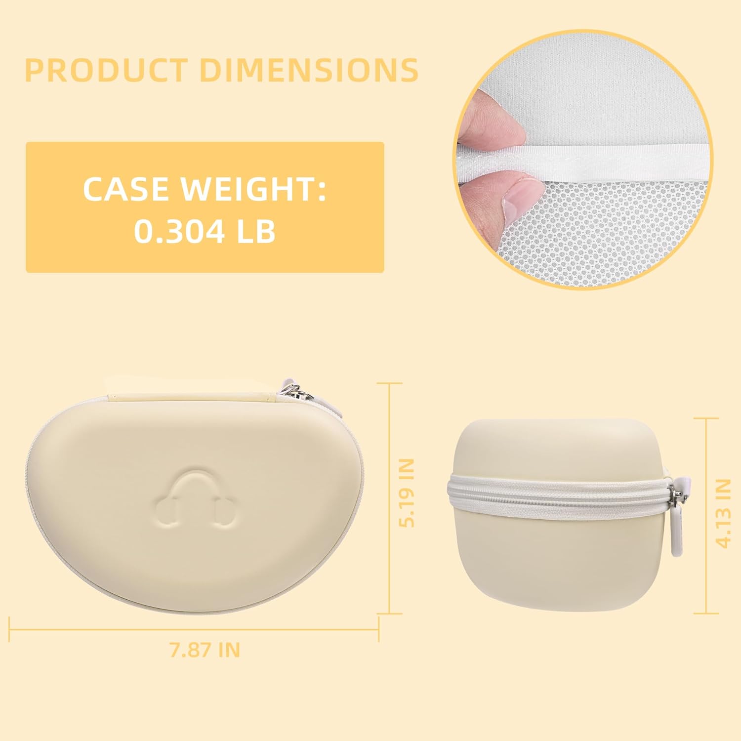 Portable Headphone Case for Beats Studio Pro / 3,Over Ear Headphone Storage Case with Large Space Pocket for Cables - Image 3