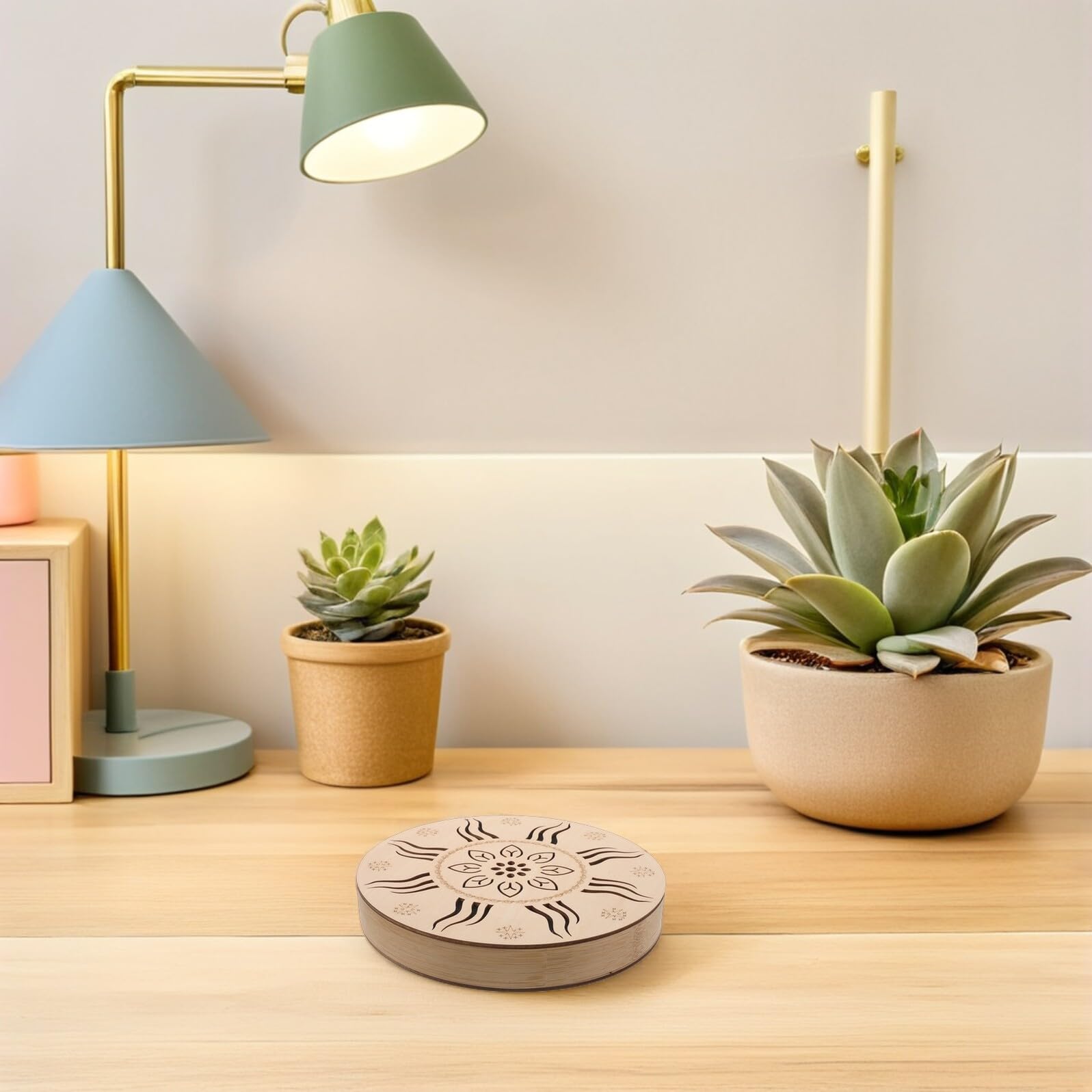 Tamburo Sonoro della Pioggia 8 Pollici, Strumento Etnico | Legno Beige, Disco Leggero, Intagli Artistici, per Collezionisti e Amanti della Musica
