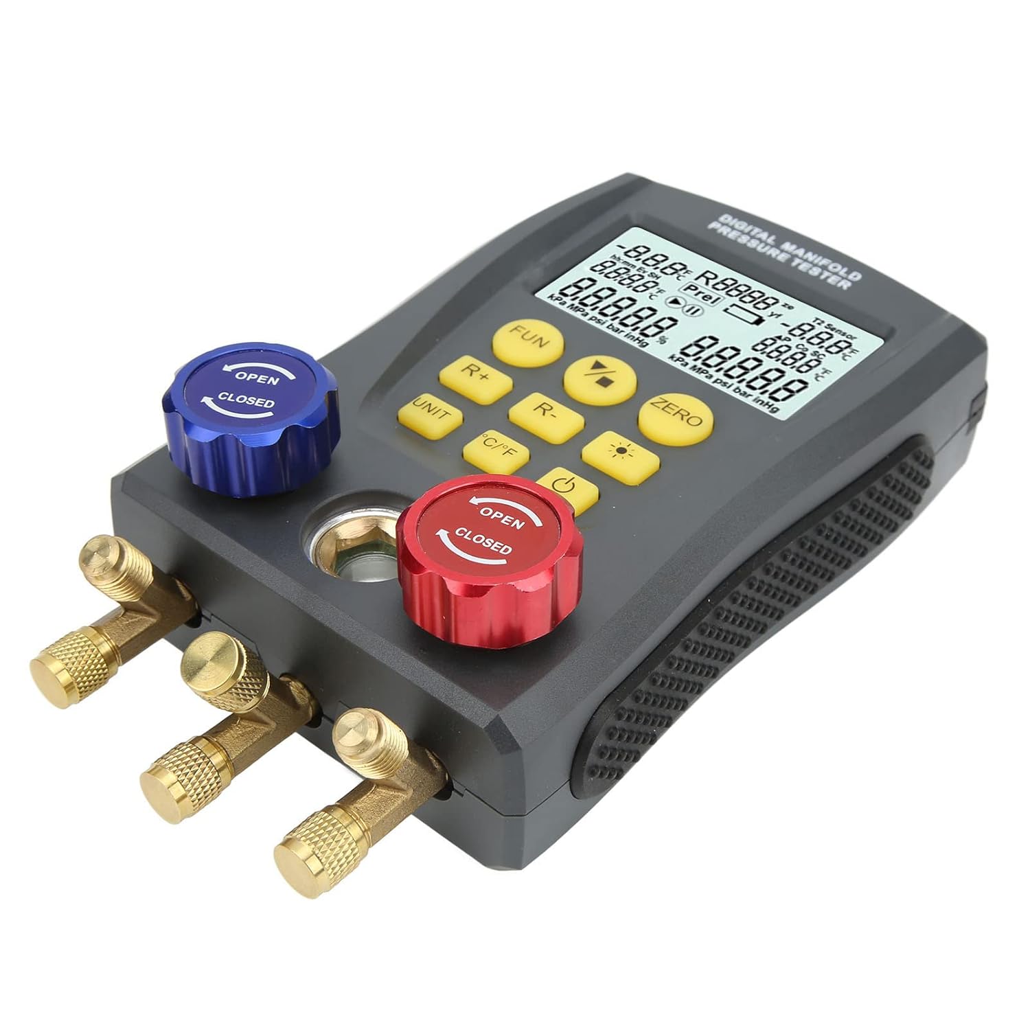 Jonlaki HVAC Digital Manifold Gauge with Dual Pressure and Temperature Measurement for Accurate Refrigerant and Detection