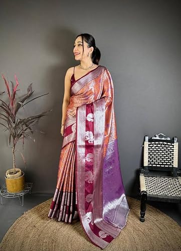 Traditional Hub orange kanjivaram silk saree – image 5