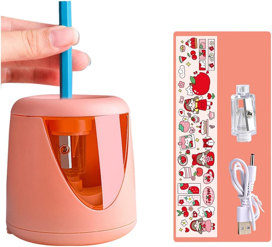 Cute Electric Pencil Sharpener - Kawaii Design For Colored Pencils 6-8.5mm Blades