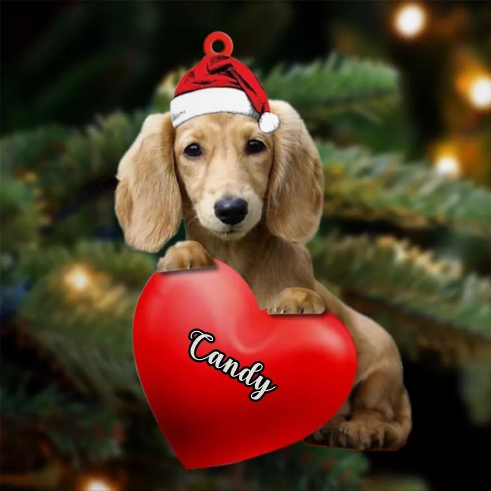 Luckluccy Custom Dachshund Cream Long Haired Christmas Love Acrylic Ornament 2025,Gifts for Dog Lover,Tree Decor,Christmas Ornament