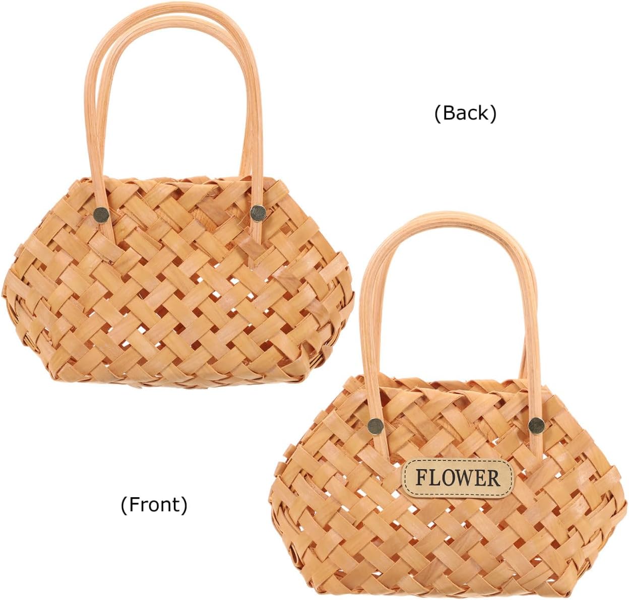Ciieeo Handheld Rattan Flower Basket with Handle 9.44X9.05X4.72 Inch Woven Decorative Storage Basket for Home Decor Party Supplies