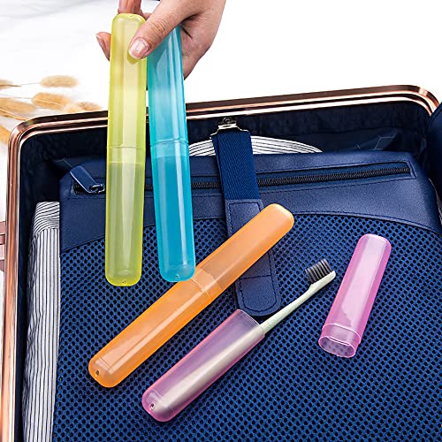 Hedume 35 Pieces Travel Toothbrush Case, 7 Colors Portable Plastic Dust-Proof Breathable Toothbrush Holder For Travel thumb #5