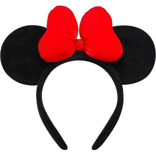 ODOCARE Handmade Mouse Ears Headband for Women and Ladies, Polka Dot Bow Mini Ears Costume Accessories