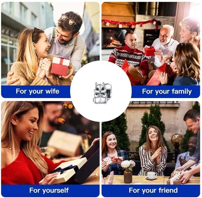 Cute Squirrel Charm 925 Sterling Silver Forever Charm for Woman Bead, Jewelry Beads Gifts for Family Women Bracelet&Necklace. - Image 5