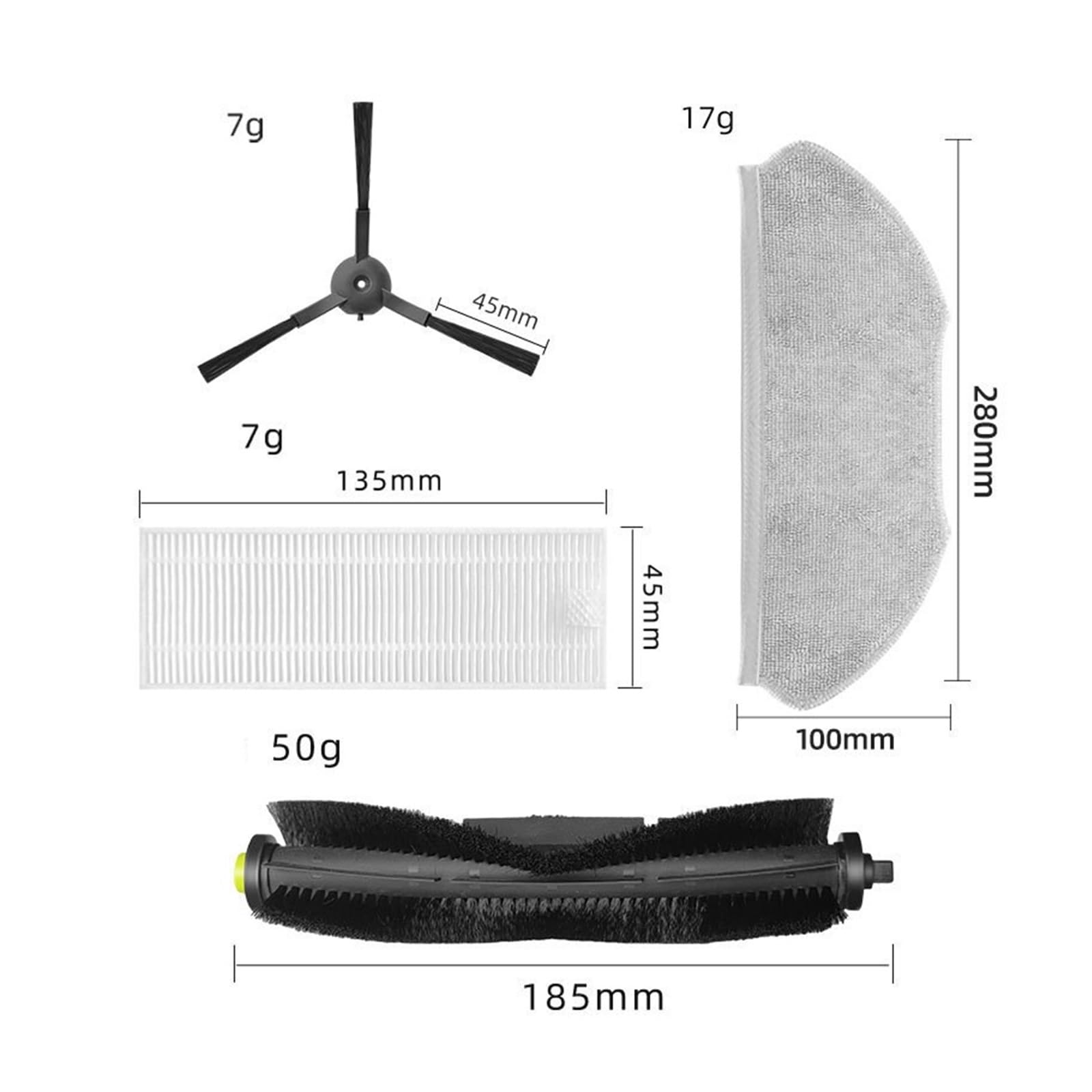 Spazzola laterale a rullo Filtro HEPA Panno for mop compatibile con Qihoo 360 S10 X100 MAX 2pro Robot aspirapolvere Pezzi di ricambio Accessori(10 Mop)