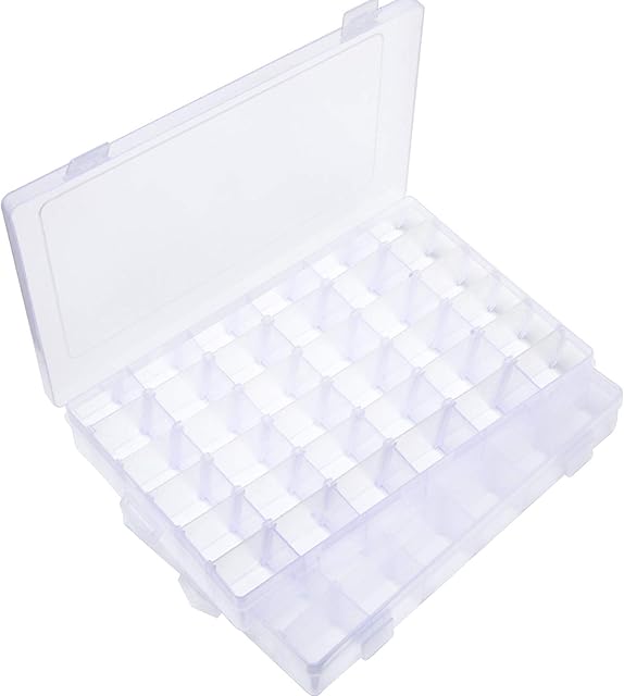 Berolle 2 Pack 36 Grids Organizer Containers Plastic Clear Storage Organizer with Adjustable Dividers for Beads Jewelry Rhinestone Crafts