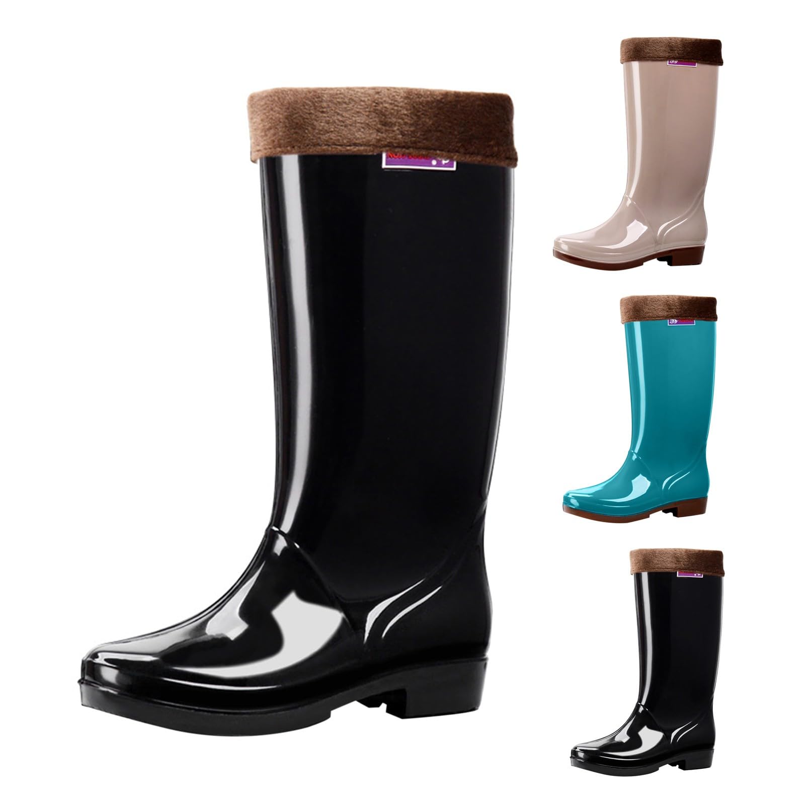 Bottes en caoutchouc hautes pour femme, bottes de pluie chaudes et épaisses, imperméables et antidérapantes, chaussures de travail résistantes à l'abrasion, chaussures aquatiques légères à la mode