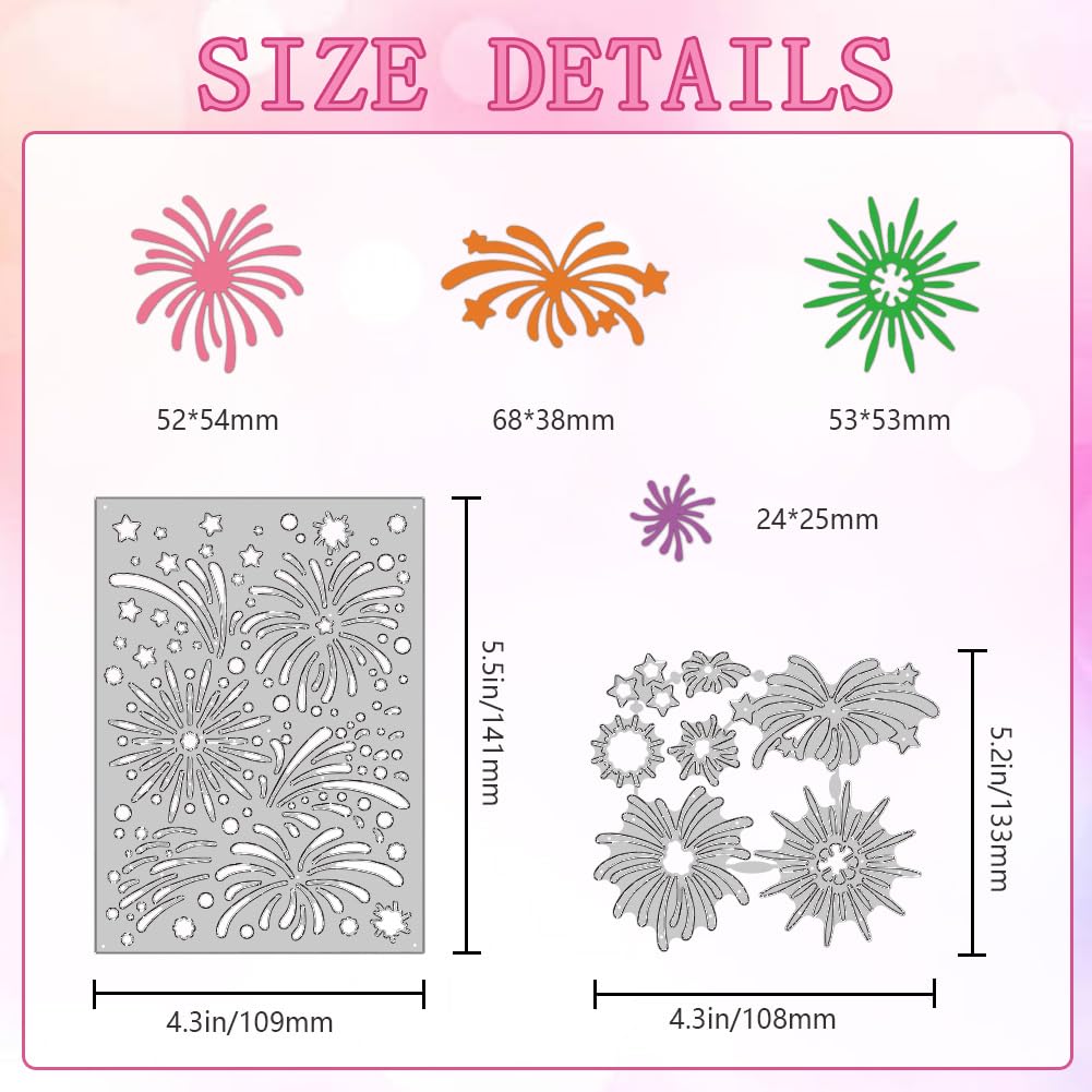DELORIGIN Fireworks Elements Cutting Dies Card Making Die Stencil Carbon Steel Die Cuts Card Scrapbooking Embossing Template Metal Dies for Cards Paper Craft Making Album Invitation Gift Decor - Image 2