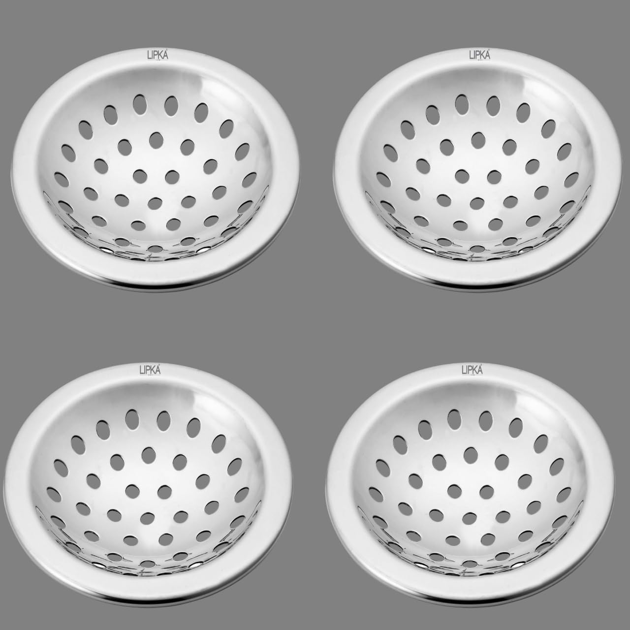 LIPKA 4 Inches Heavy Snow Round Floor Drains | Pack of 4 | Premium Stainless Steel Floor Drain | Floor Drain for Bathroom | Silver