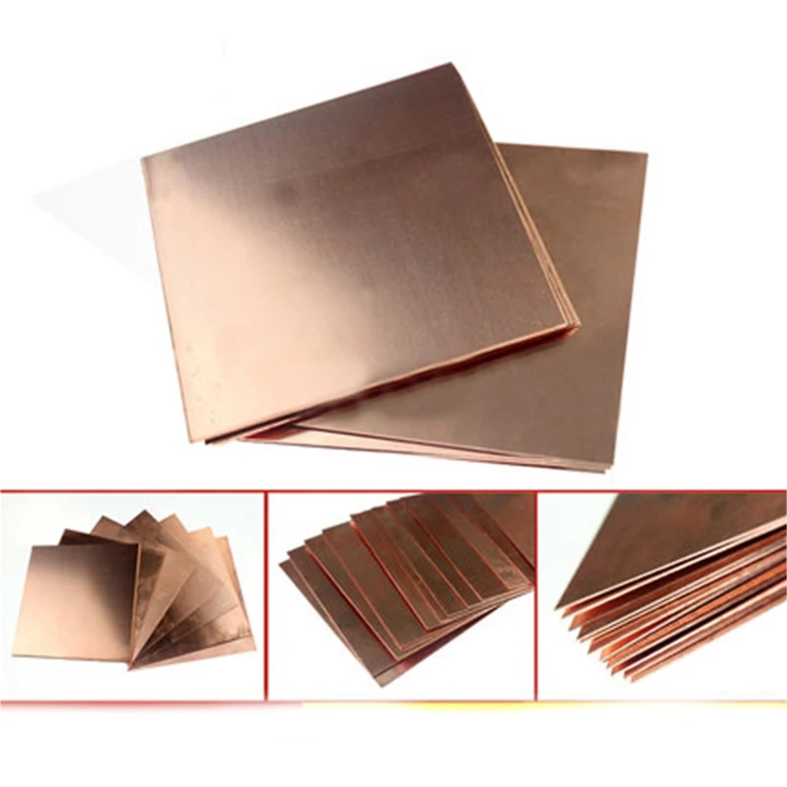 Placa de cobre 0,3-8 mm espesor, 100 x, 99,9% pureza, con comportamiento mecánico y estabilidad térmica Adecuado para joyería y manualidades(3x100x100mm)