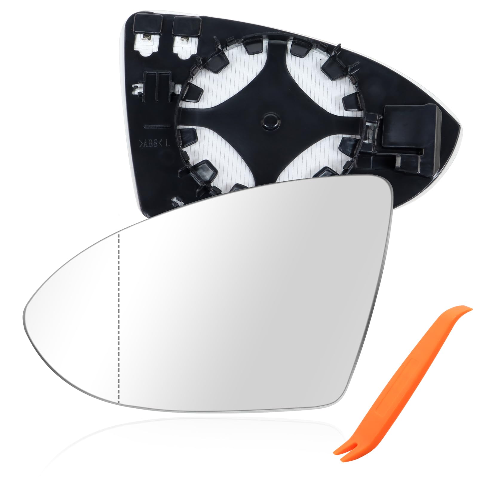 Spiegelglas Golf 7 Links Beheizbar Asphärisch- Spiegelglas Ersatzspiegelglas Außenspiegel Links, Fahrerseite Außenspiegel Glas Passend für Golf 7 mit Trägerplatte