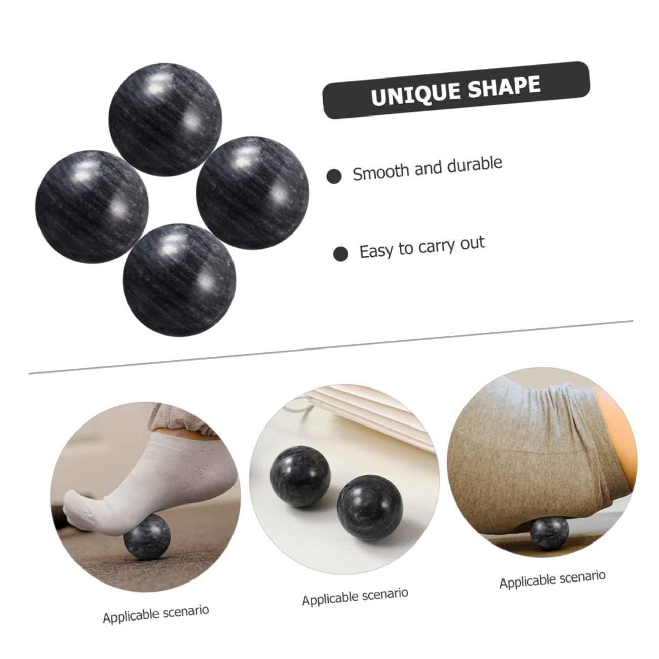 FOMIYES 5 Sätze Den Ball Drehen Hand Ball Em Handball Hand Massage Ball Handmassage Ball Sensorische Bälle Silberne Kugeln Handballen Massieren Tragbare Kugel Stein Black 4 Stücke * 5