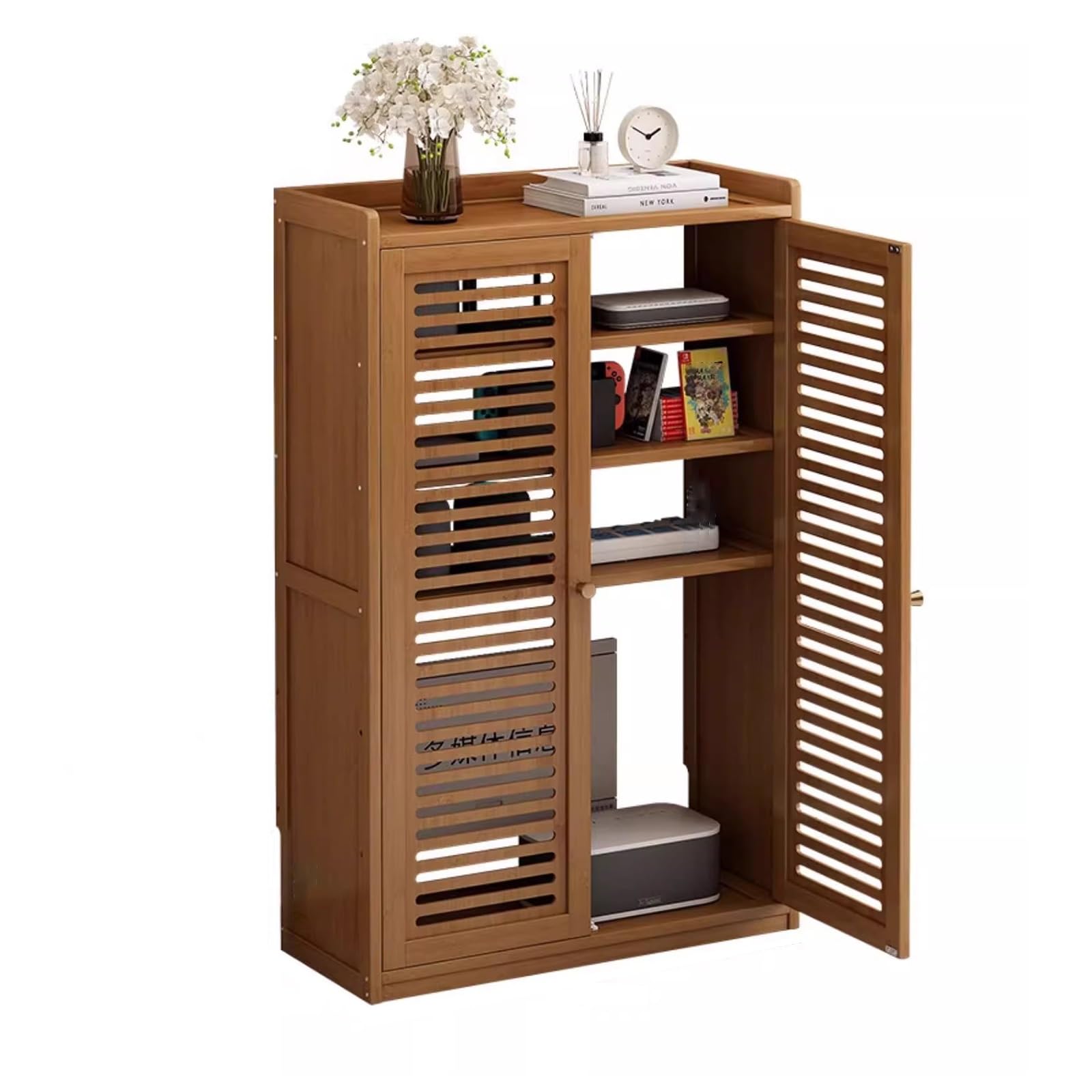 MTSYXYM WiFi Router Storage Box with Cabinet Door,Wooden Router Shelf With With Cabinet Door,For Home Bedroom Living Room.(59 * 25 * 97cm) — image 1