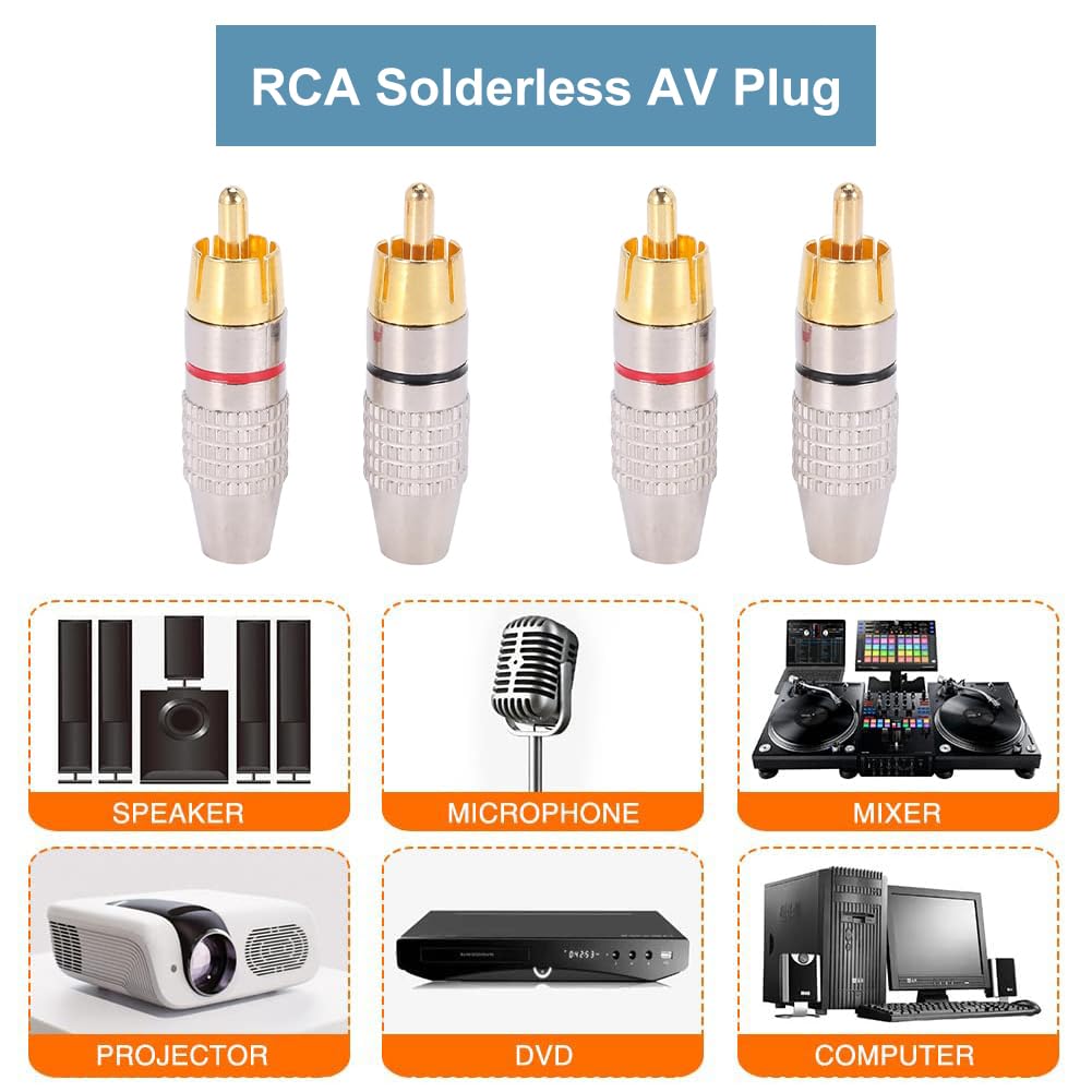 Placcato oro Rame Spina del RCA Audio Maschio del Cavo Adattatore del Connettore di Saldatura