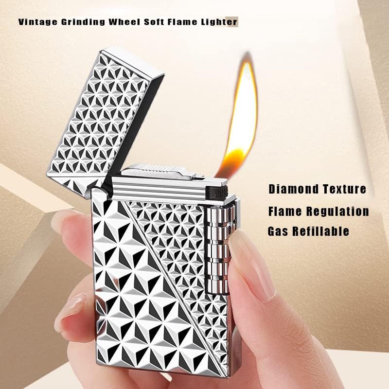 Encendedor de gas butano metal ultradelgado plateado miniatura 2