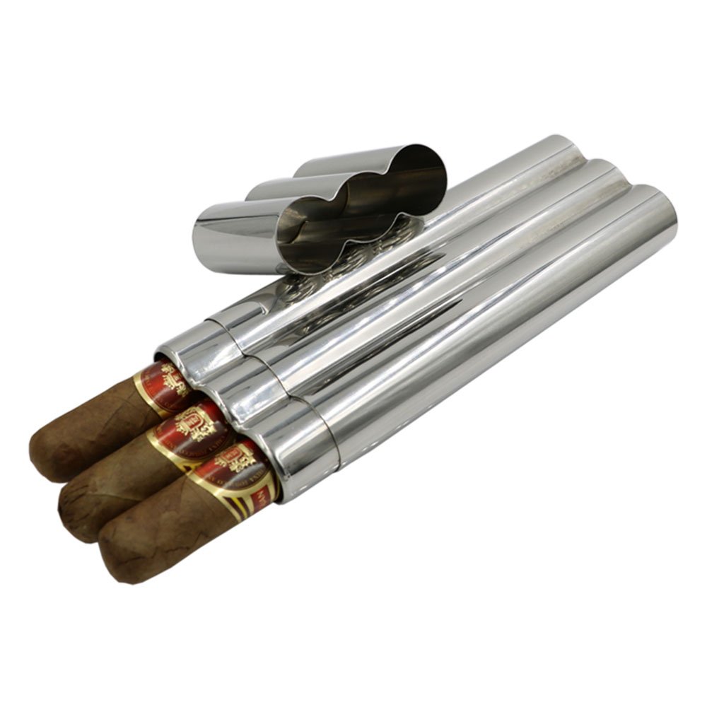 Grade 304 Stainless Steel Cigar Case 3 Tube