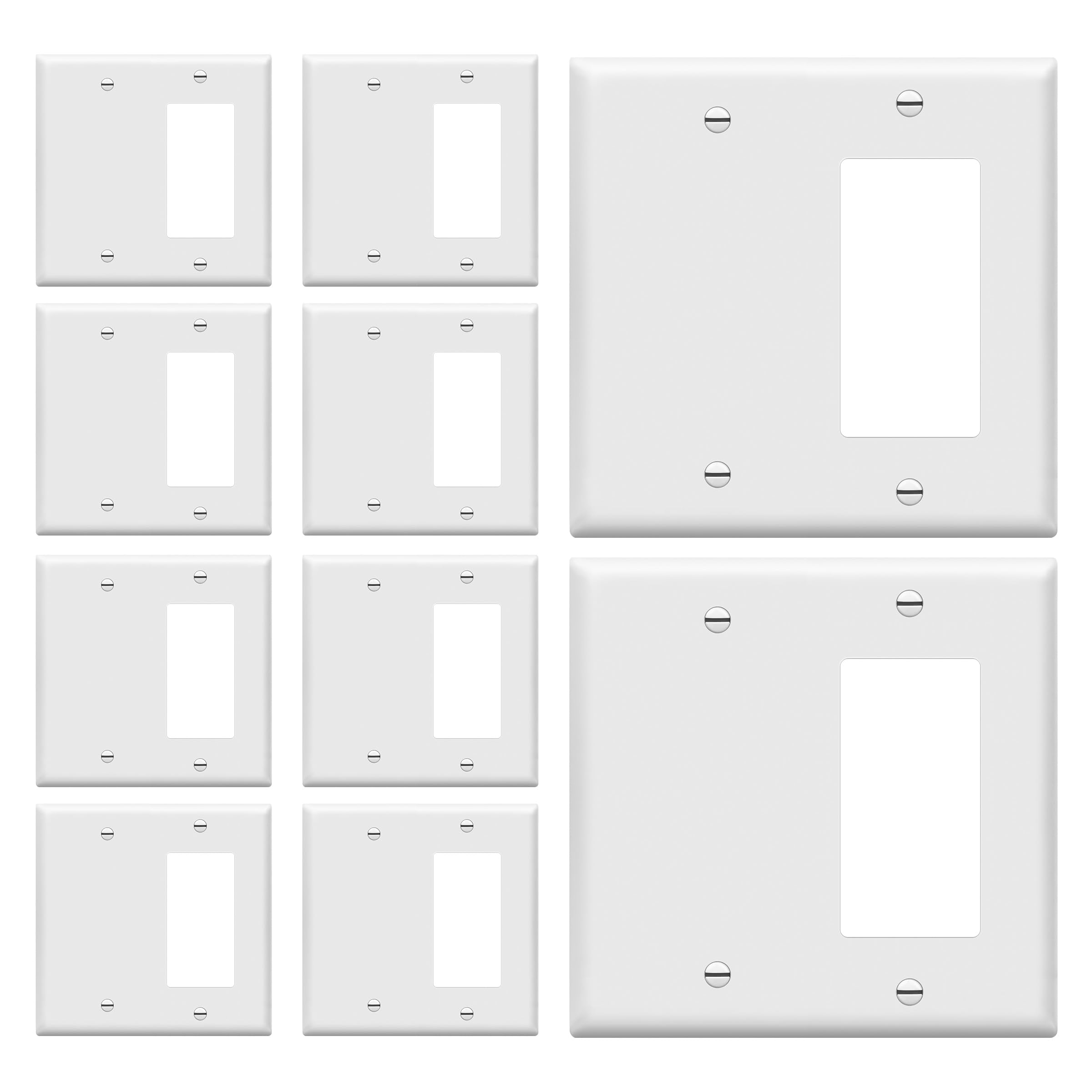 ENERLITES Combination Blank Device / Decorator Switch Wall Plate, Size 2-Gang 4.50" x 4.57", Polycarbonate Thermoplastic, 880131-W-10PCS, White (10