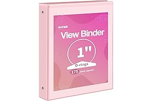 SUNEE 1 Inch 3 Ring Binders Pink Clear View Binder