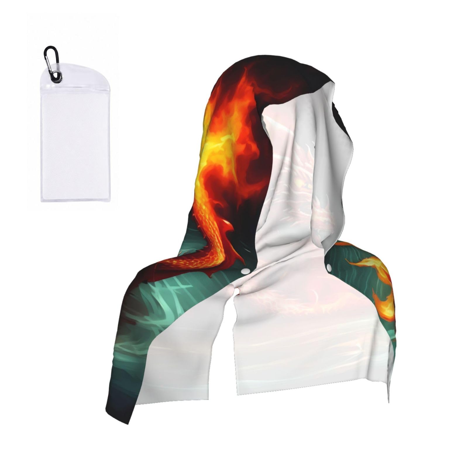 CNTDBU Dragon King in Fire Cooling Towel Hooded-Instant Chill Neck Cover for Sports, UV Cooling Rag for Running Gym