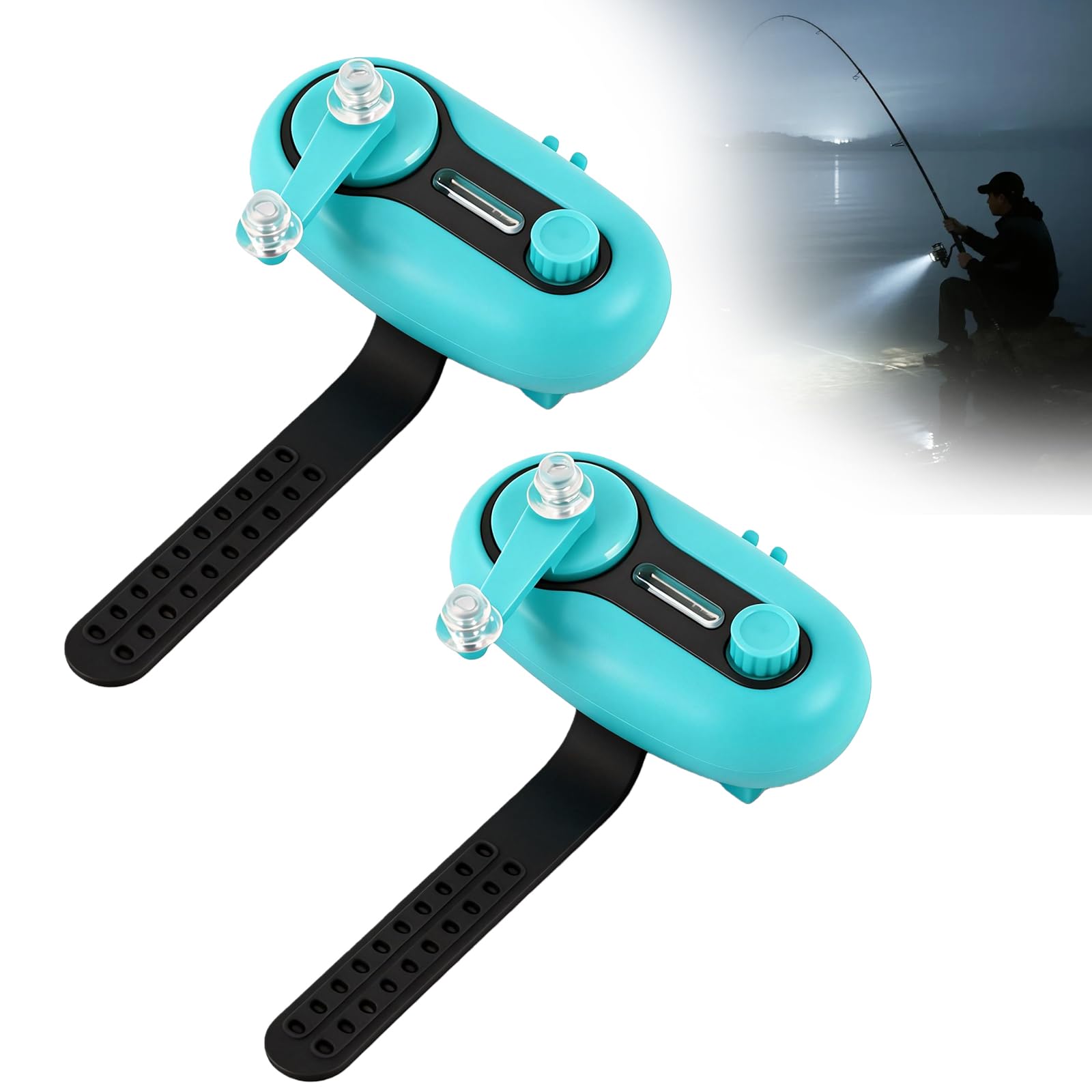 PORFOYO Lot de 2 détecteurs de touche électroniques, avec lumière LED et son, contrôle du volume, alarme électronique pour la pêche de nuit et différentes cannes à pêche