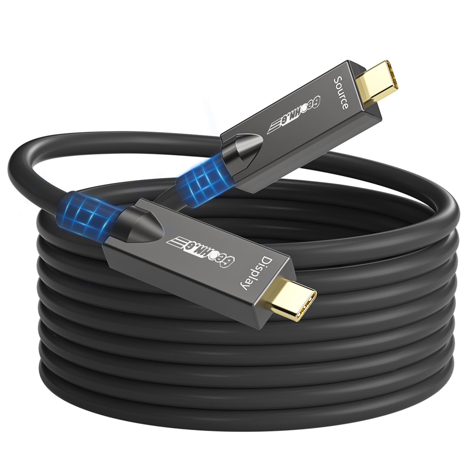 Full-Featured USB C Glasfaserkabel 10M, 10Gbps, 4K@60Hz Video, PD 60W, DP 1.4 Alt Mode, Aktives Optisches USB 3.2 Videokabel mit Deutschem SiliconLine Chip, für Videokonferenzen/4K Logitech Kameras/VR