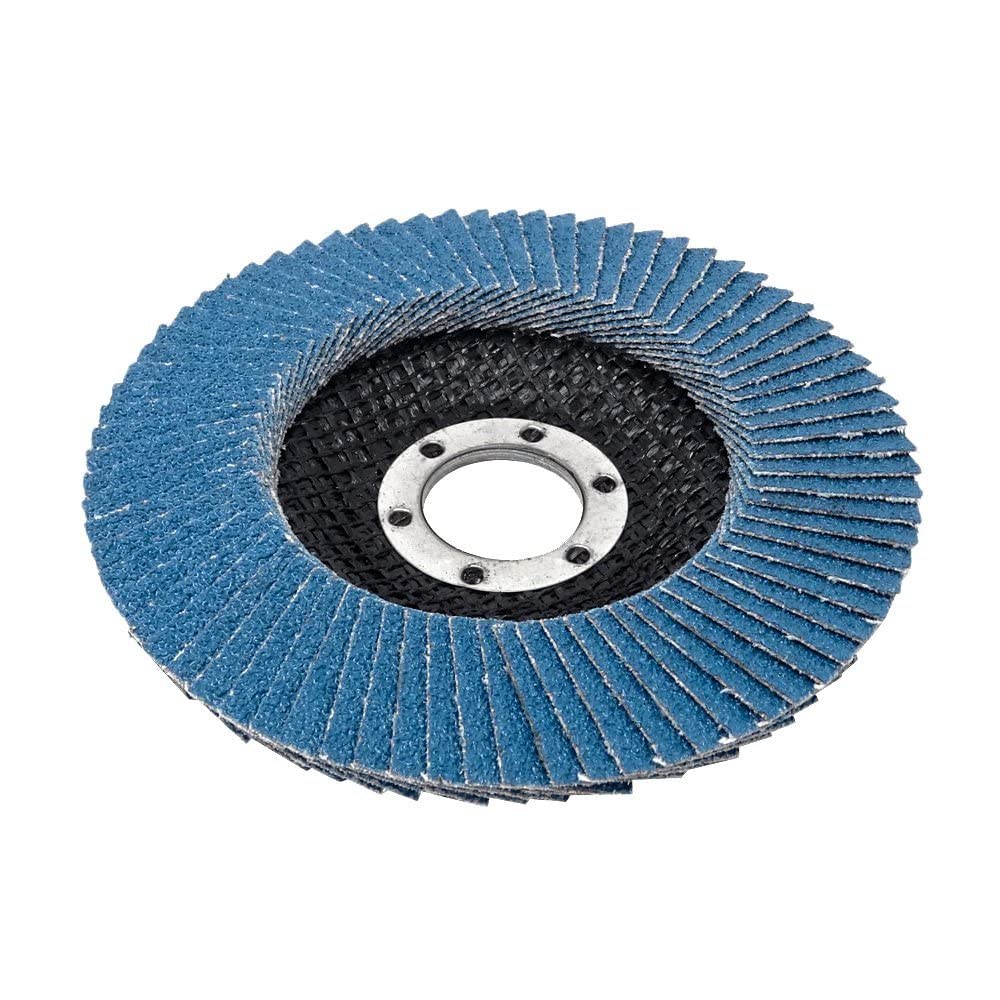 Goodway Profesjonalne tarcze wachlarzowe, 20 sztuk, Ø 125 mm x 22,2 mm, tarcza szlifierska wachlarzowa, ziarnistość 40/60/80/120, niebieskie, INOX - talerze szlifierskie do stali nierdzewnej, metalu i