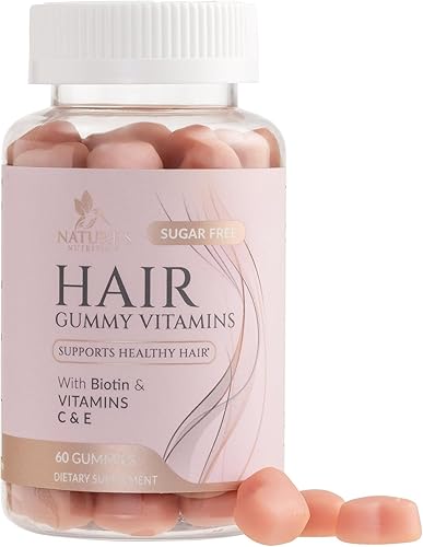 Gomitas de vitaminas para el cabello, sin azúcar, con biotina, 5000 mcg por porción, vitamina A, B12, C, D, E, ácido fólico, soporta cabello y uñas