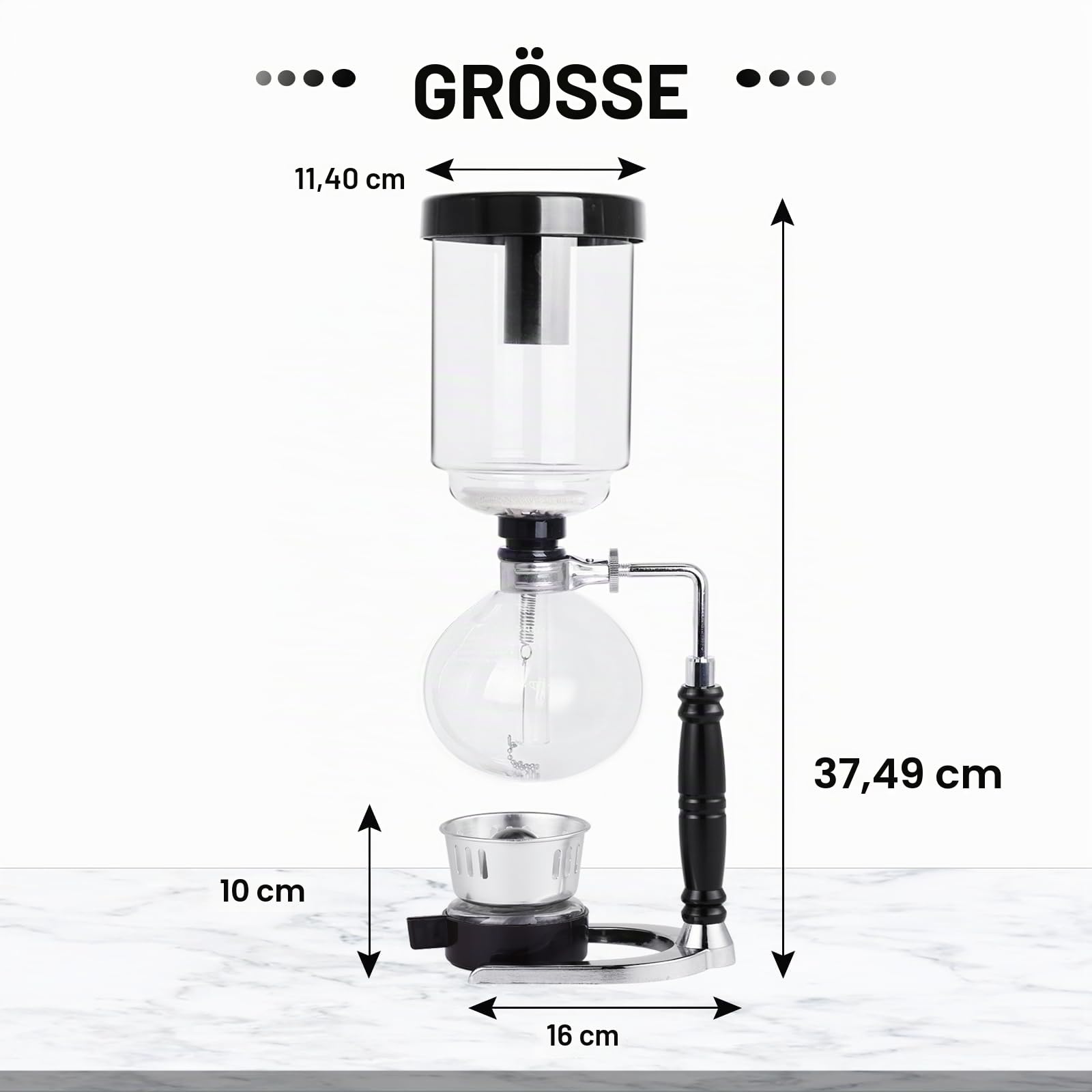 YUCHENGTECH Syphon Kaffeemaschine, Glas, 5 Tassen（600ml）