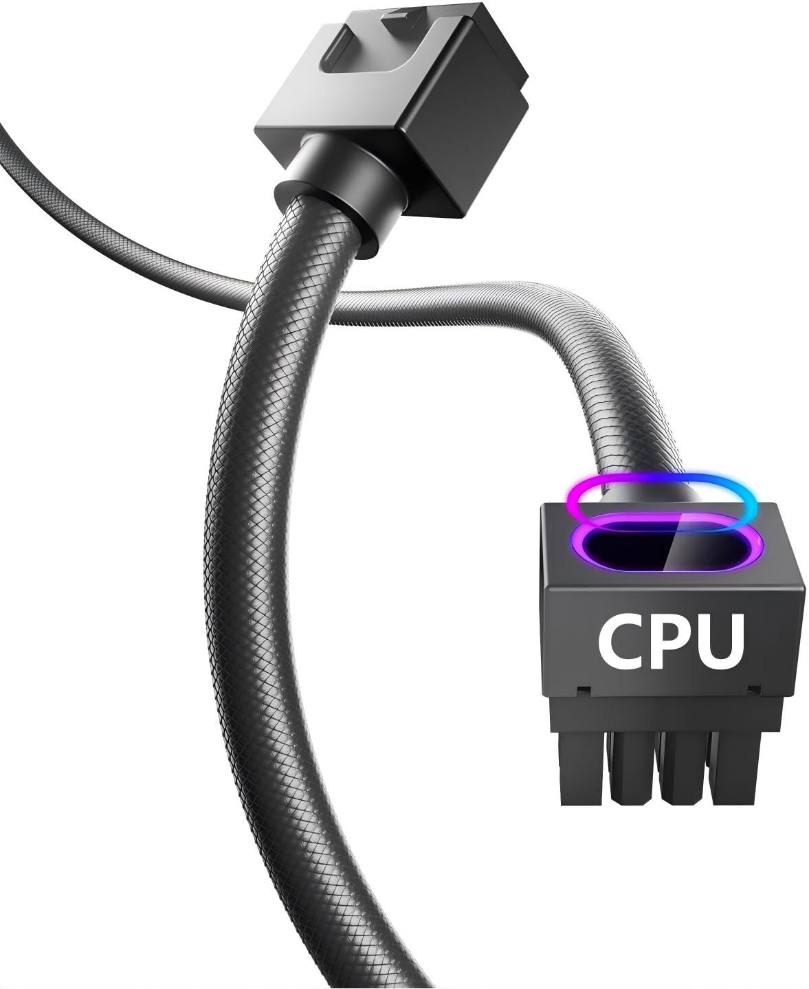 AsiaHorse Hydrus 8-Pin CPU Verlängerungskabel [NUR FÜR CPU], EPS 12V Stromkabel (Nicht FÜR GPU), 18AWG Sleeved, 5V 3-Pin ARGB Sync - Schwarz