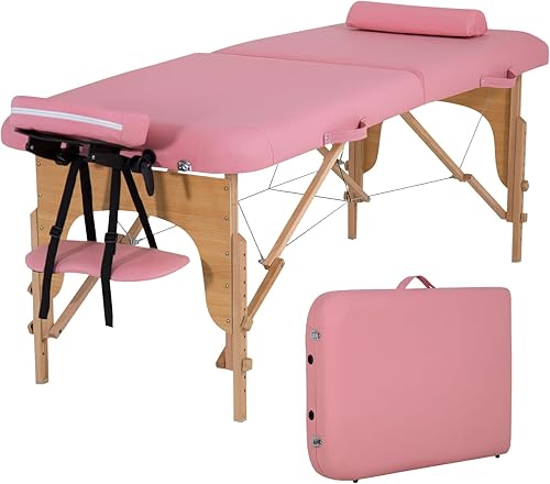 Miniatura 26 de FDW Cama de masaje portátil de 28 pulgadas de ancho, cama de pestañas 3 mesas de spa plegables de altura ajustable plegable con colgador de toalla