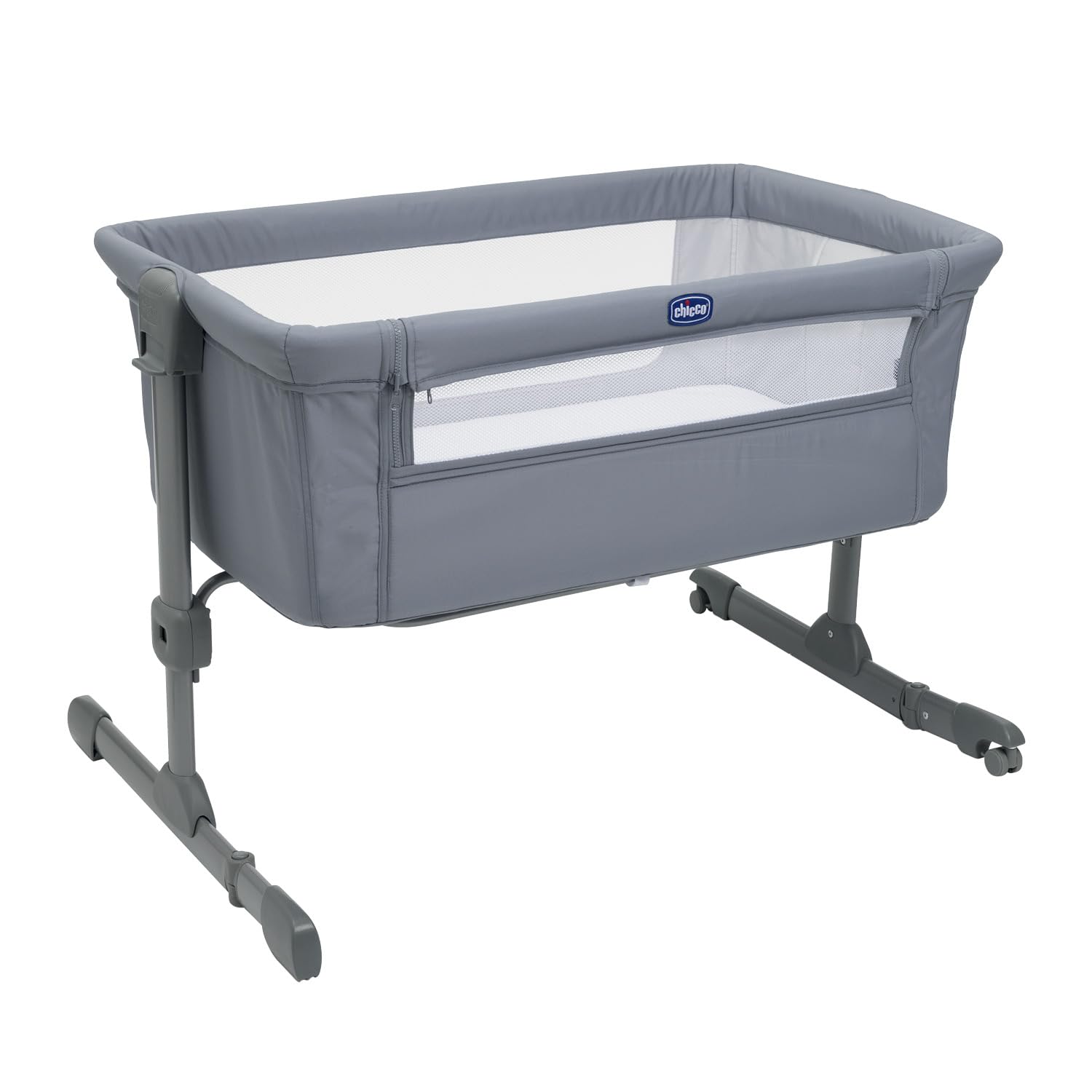 Chicco Next2Me Essential Culla Neonato Fianco Letto, Culla Co-Sleeping, Compatibile con Diversi Letti, Altezza Regolabile, Buona Circolazione dell'Aria, Materasso e Borsa inclusi, 0-6 Mesi, Grigio