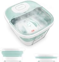 HoMedics Smart Space Elite Collapsible Footbath with Heat Boost, Bubble Massage, 3 Pedicure Attachments & Safety Lock