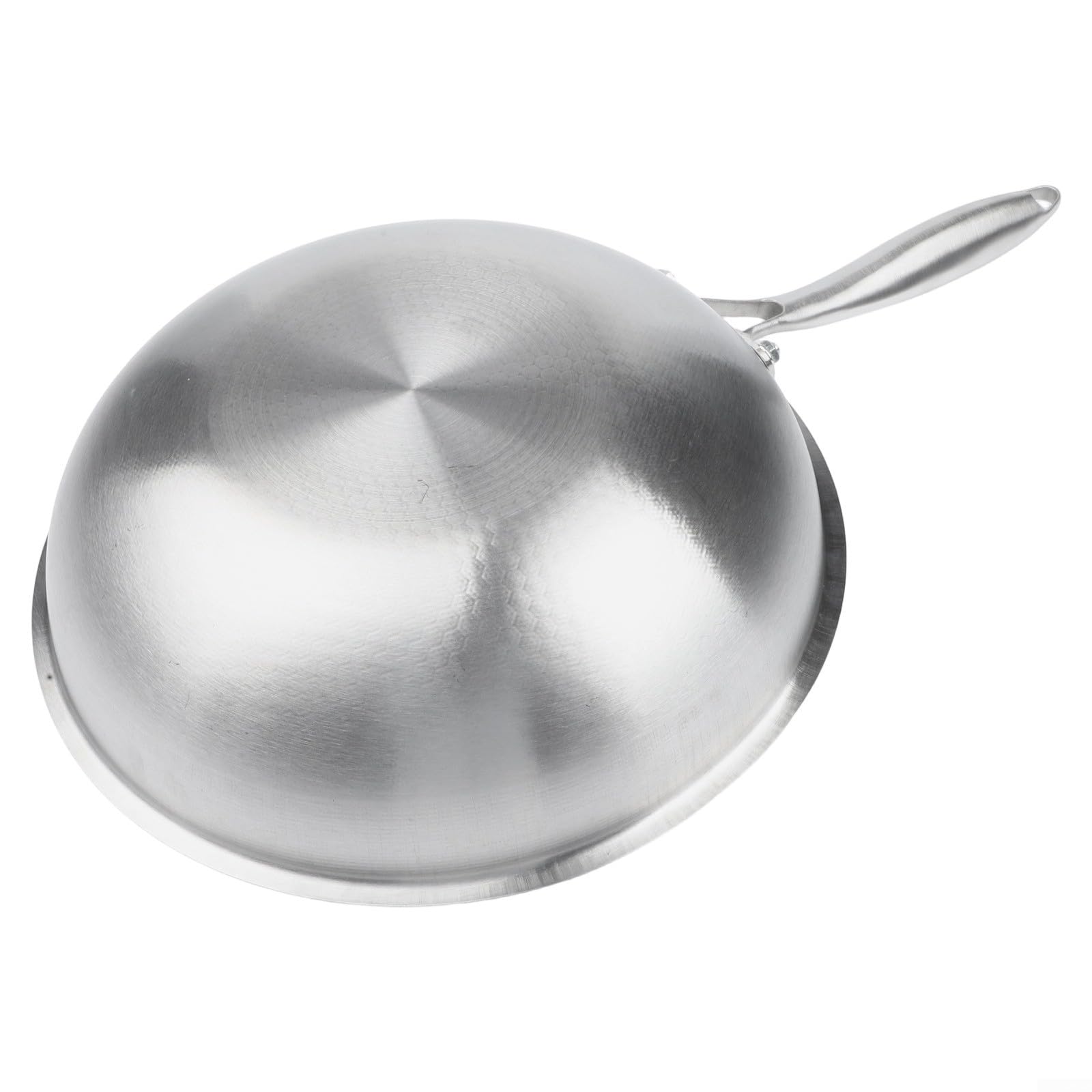 Wok in acciaio inox con rivestimento antiaderente – senza PFAS, motivo a nido d'ape antigraffio, lavabile in lavastoviglie, per forno a induzione a gas, 30 cm, argento (32 x 32 x 11 cm)