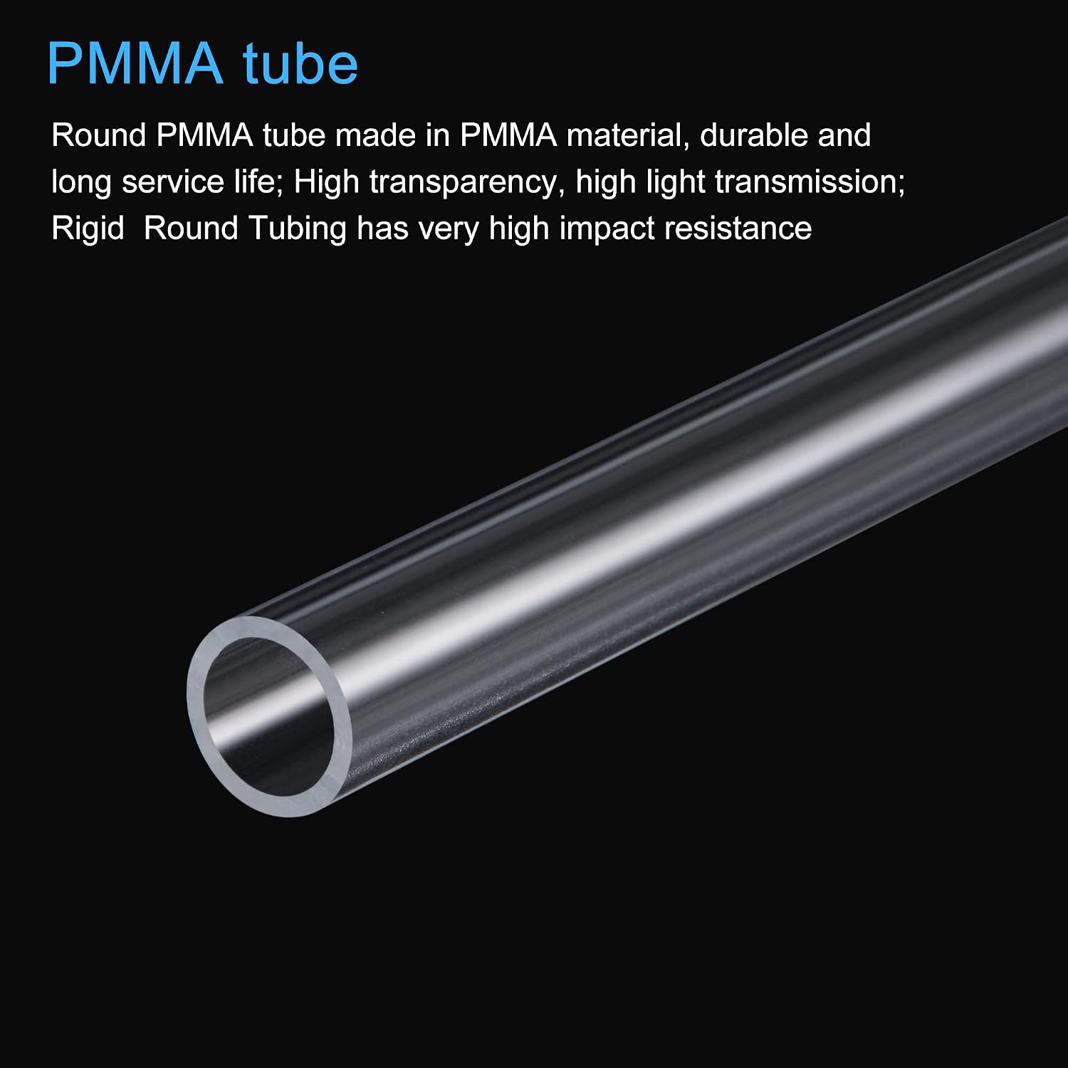 MECCANIXITY Acrylic Pipe Rigid Round Tube Clear 3/8" ID 9/16" OD 3.3ft High Impact for Lighting, Models, Plumbing, Crafts 4 Pack