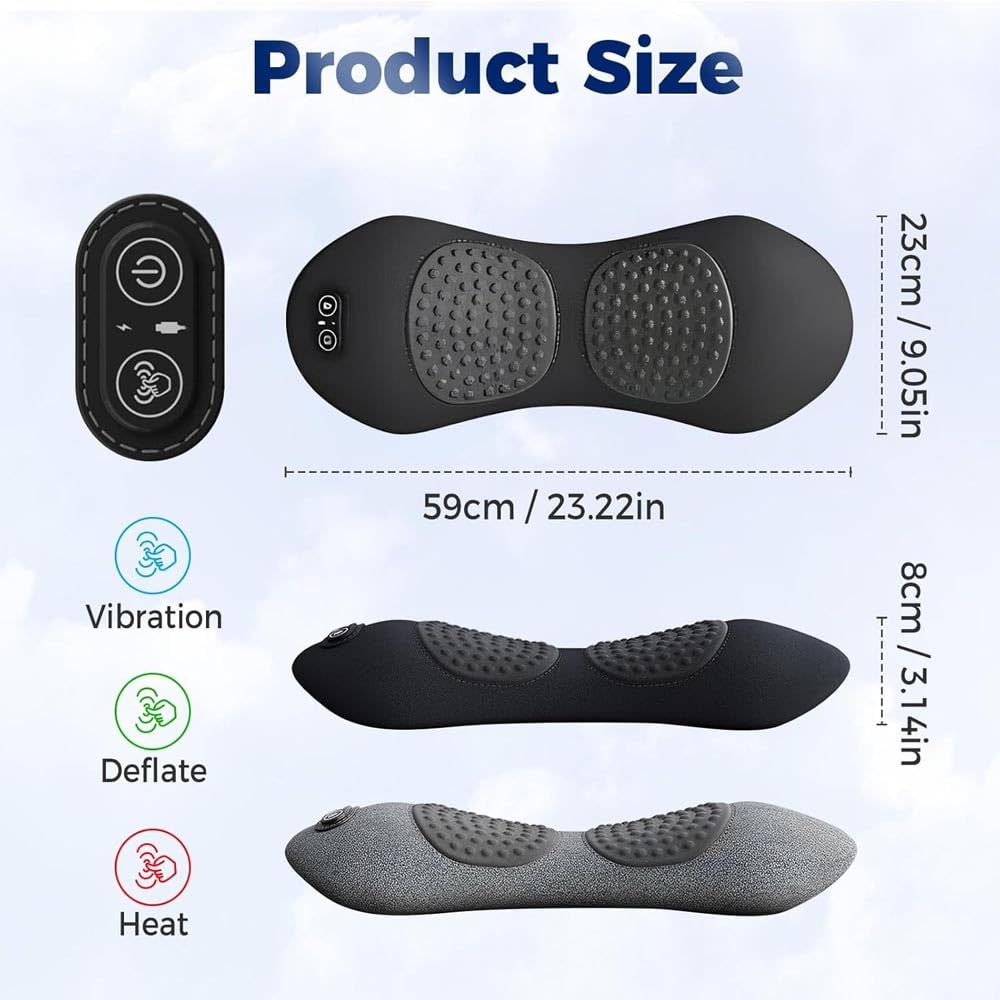 Masaje De Espalda 3 En 1,Almohada Masajeadora De Cuello,Soporte Lumbar ErgonóMico,Temperatura Constante Con Tres Velocidades, Para Cuello, Hombros Y Cintura.[Gris claro]
