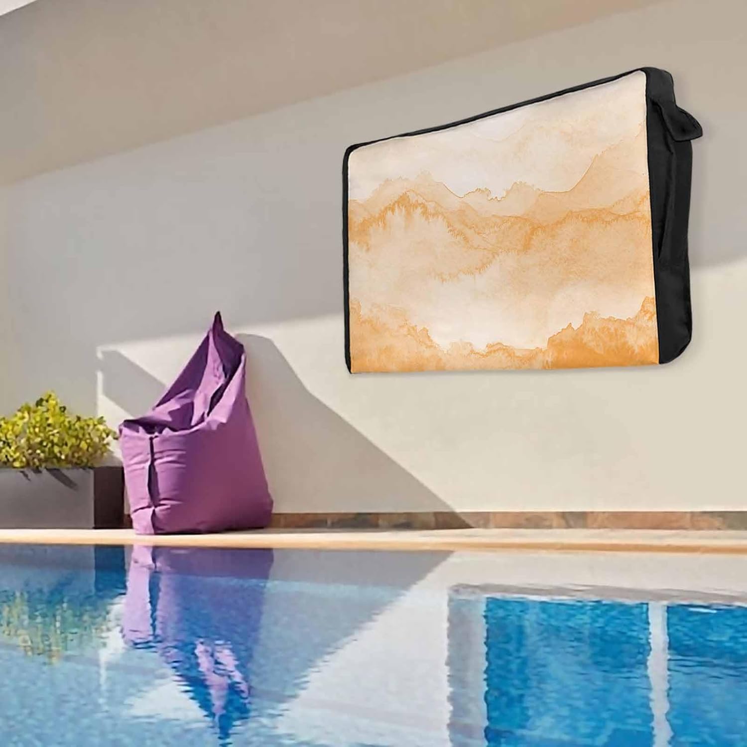 Outdoor TV Cover 43 Inch Orange Mountain TV Enclosure Ombre Abstract Natural TV Covers for Outside TV Display Screen Protector with Remote Control Pocket Home Decor
