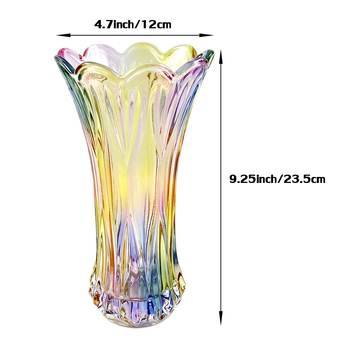 EWEIGEER Crystal Glass Vase,Colorful Flower Vase for Home Decor,Table,Living Room Decoration,Cool Design